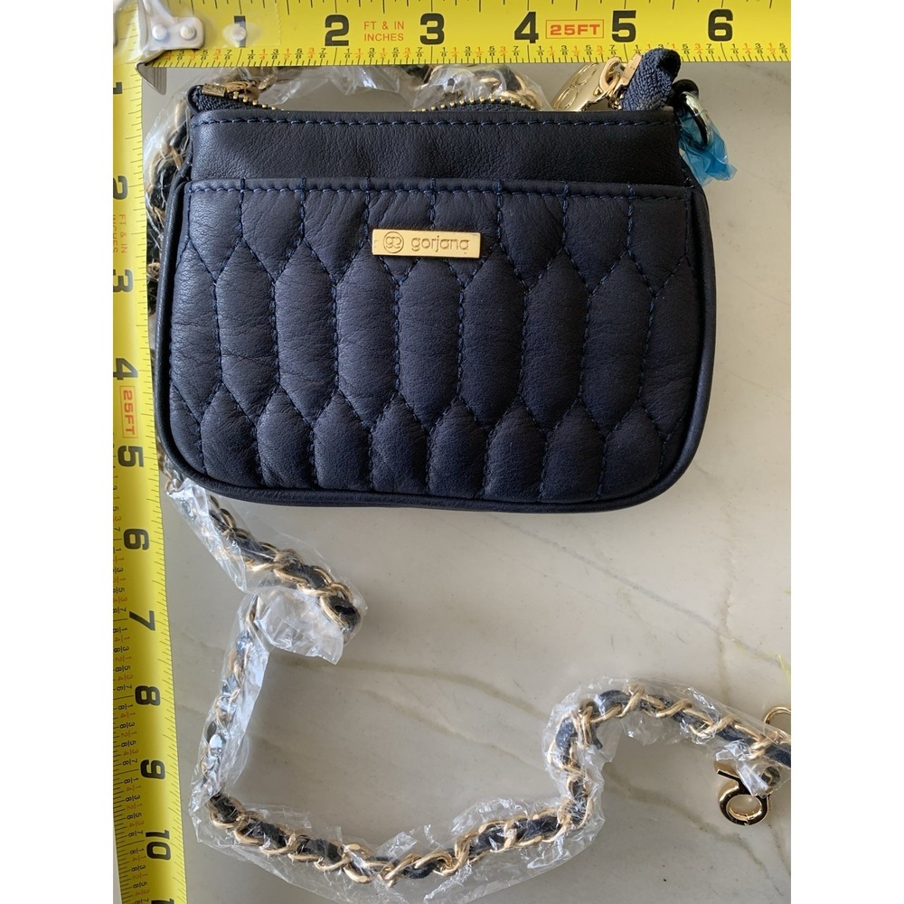 Gorjana Black Quilted Leather Mini Crossbody Bag Gold Chain NWOT